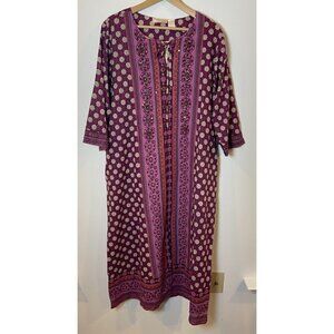 NWT La Cera Housecoat Mumu Beads Sequins Magenta Purple One Size New